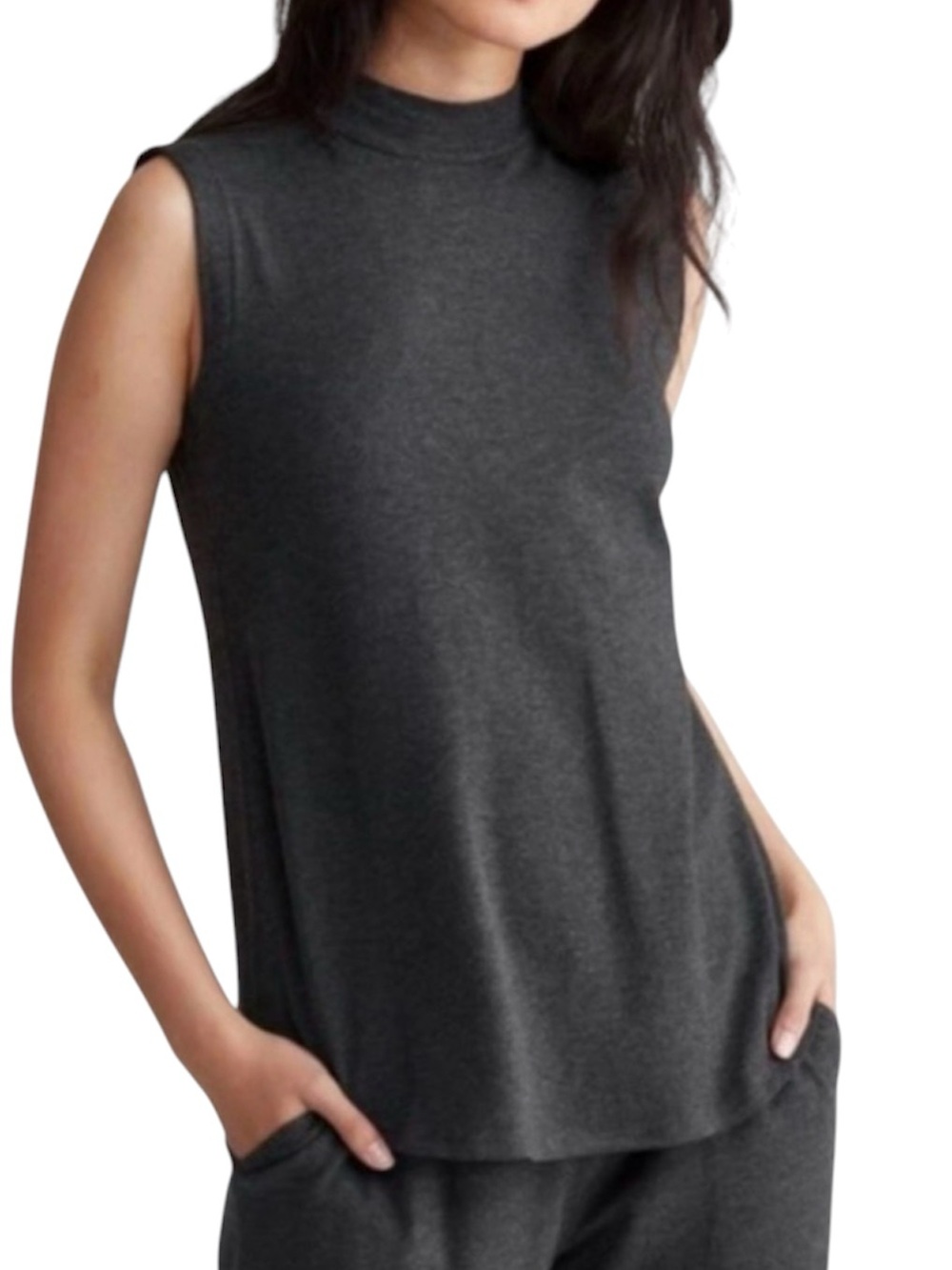 Eileen Fisher Tencel stretch jersey mock neck sleeveless tank size 1X